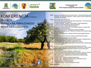 Zaproszenie na konferencję z okazji 25lecia Parku Krajobrazowego Wzniesień Łódzkich, 